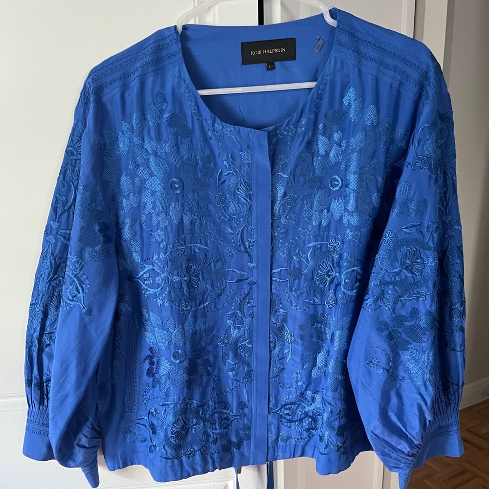 Stunning Kobi Halperin embroidered cotton jacket. Zipper closure (hidden).